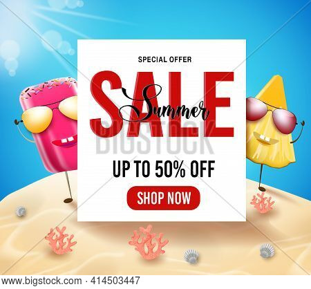 Hello Summer Vector Concept Design. Hello Summer Text In Paper Cut Beach Sand Background With Elemen