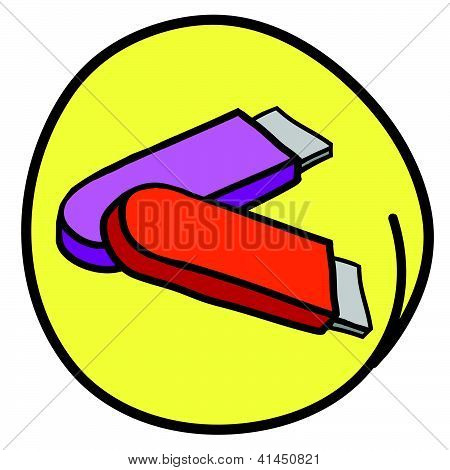 USB Flash Drives op ronde gele achtergrond