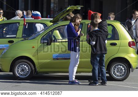 Saint Petersburg, Russia - May 05, 2016: Teenagers Participating In The Annual Rally In Small Cars D