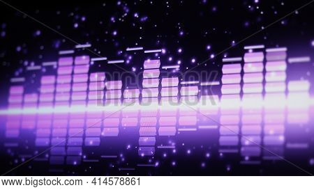 Music Equalizer Bar. Audio Waveform Equalizer On Screen Black Background.
