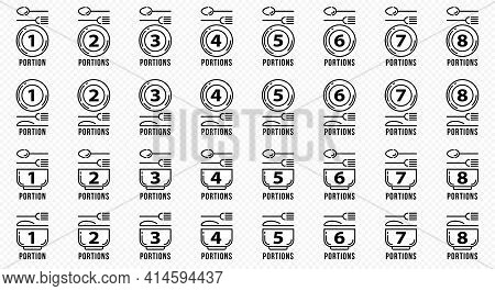 Concept For Product Packaging Or Menu. Labeling - No Number Of Servings Per Dish. Serving Utensils W
