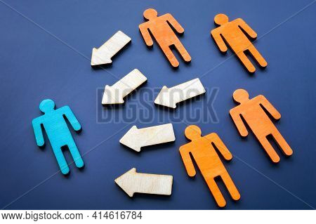 Assertiveness And Aggression Concept. Figures And Aroows.