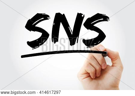 Sns - Social Network Service Acronym With Marker, Concept Background