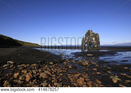 Vatnsnes / Iceland - August 27, 2017: The Hvitserkur Rock In Vatnsnes Peninsula, Iceland, Europe