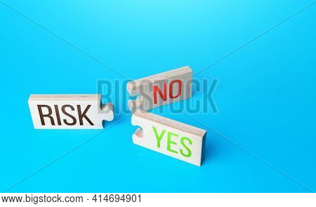 Risk Puzzles With Two Yes And No Combinations Connections. Business Risk Management Concept. Forecas