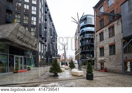Tallinn, Estonia - 24 February, 2019: Modern Architecture In The Rotermann Quarter Of Tallinn, Eston