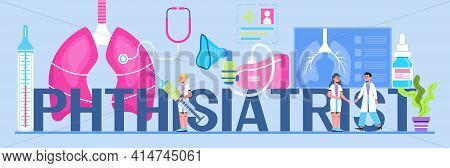 Pulmonologist, Phthisiologist Concept Vector For The Landing Page, Header. Scene Of Pulmonary Fibros