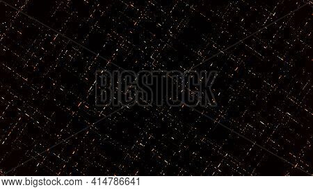 Abstract Silhouettes Of Squares Formed By Flowing Small Segments On Black Background. Animation. 3d 