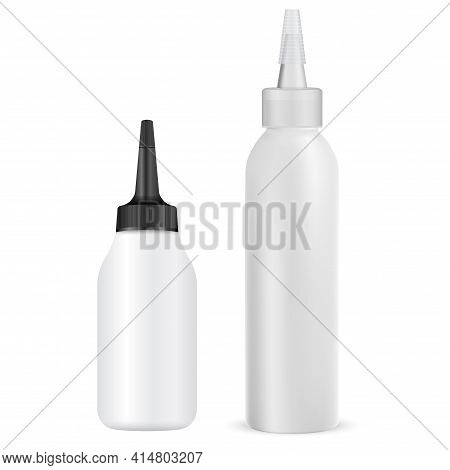 Hair Dye Tube, Vector Package Mock Up, Hair Colour Beauty Dropper, Isolated Sample Products. Hair Cr