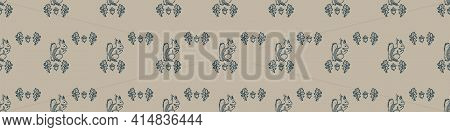 Hand Carved Squirrel Block Print Seamless Border Pattern. Rustic Naive Folk Motif Illustration Banne