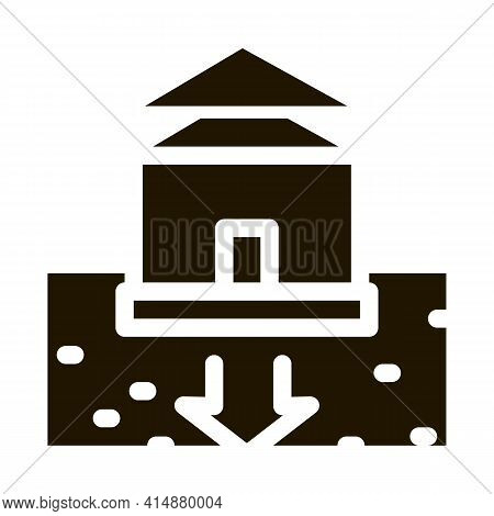 House Foundation Sags Glyph Icon Vector. House Foundation Sags Sign. Isolated Symbol Illustration
