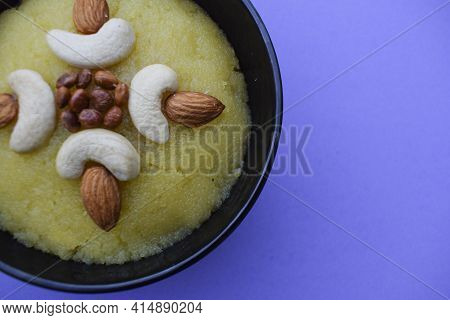 Delicious Indian And Pakistani Sweet Dish Called Sheera Or Seera Prepared With Desi Ghee And Rava Ga