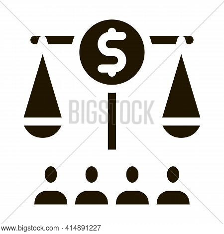Scales With Money Nd Businesspeople Glyph Icon Vector. Scales With Money Nd Businesspeople Sign. Iso