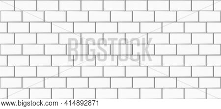 Subway Tile Background. White Brick Seamless Patter For Kitchen Backsplash, Bathroom Wall, Shower. V