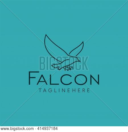 Simple Modern Line Art Falcon Eagle Logo Design Vector Stock