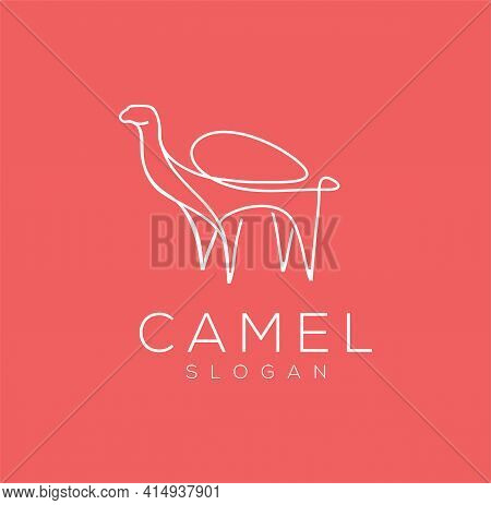 Camel Logo Simple Unique Line Flat Icon Design Vector Stock