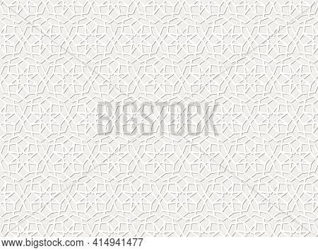 Islamic Lace Seamless Pattern With Stars. Traditional Arabic Girih Tiles. Vector Illustration. Backg