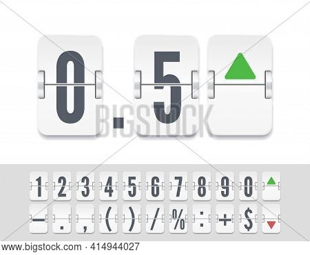 Stock Exchange Vector Mechanic Board. Flip Number And Symbol Scoreboard. White Analog Flip Airport B