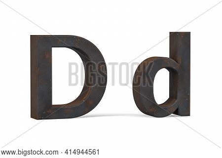 Rusty Letter D - Three Dimensional Uppercase And Lowercase D On White Background - 3d Render