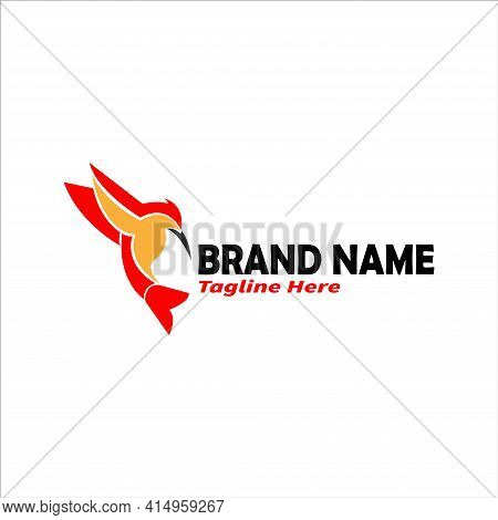 Simple Flying Bird Color Design Logo Template