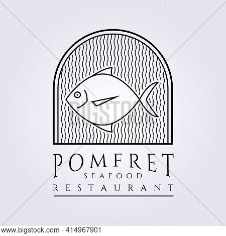 Pomfret Fish Seafood Restaurant Logo Vector Illustration Design Fresh Fish Market