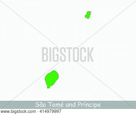 São Tomé And Príncipe Flag Map. Map Of The Democratic Republic Of Sao Tome And Principe With The San