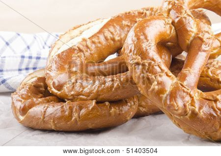 Home Made Bavarian Prezel On Baking Paper