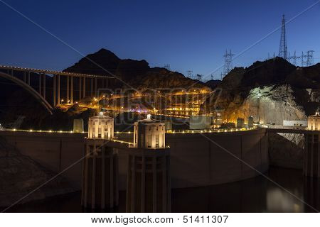 Hoover Dam At Night In Boulder City, Nv On June 14, 2013