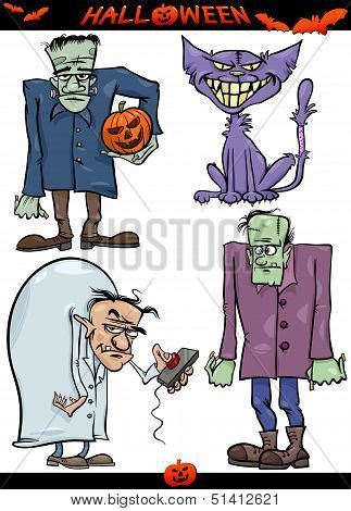 Halloween Cartoon Creepy Themes Set