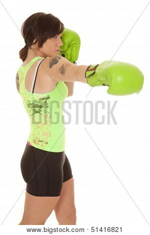Woman Boxer Green Punch Tattoos