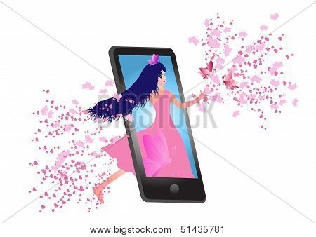 Mobile phone with dancing girl