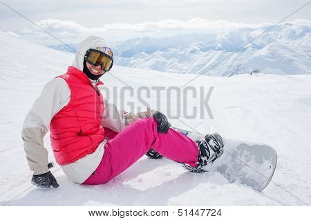 Snowboarders Is Posing At Camera