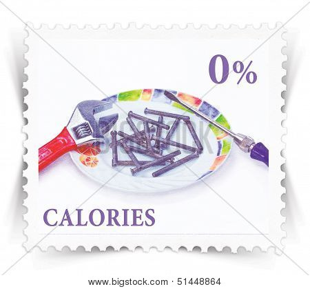 Label For Various Healthy Nutrition Diet Products Advertisements Stylized As Post Stamp