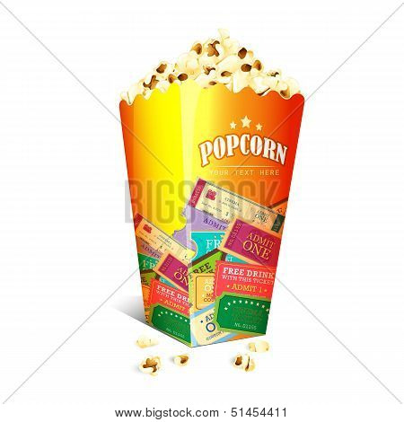 Movie Ticket printed on Popcorn box
