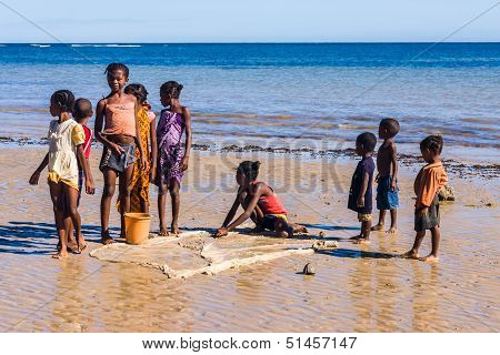 Malagasy Children On The Beach