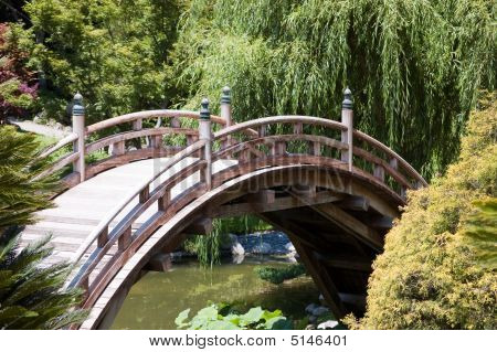 สะพานโค้งในสวนญี่ปุ่น