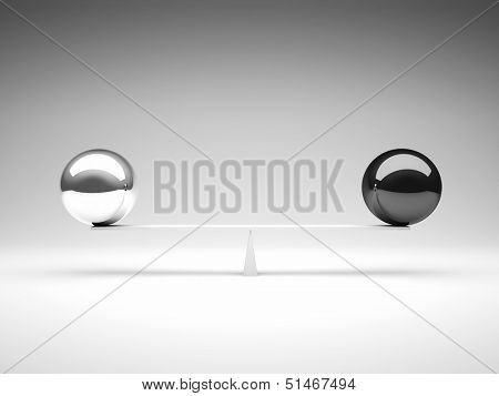 black and white balls in false bilance