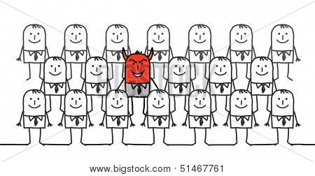 devil man in a group of businessmen