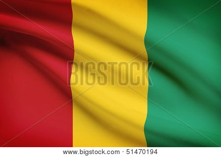 Series Of Ruffled Flags. Republic Of Guinea.