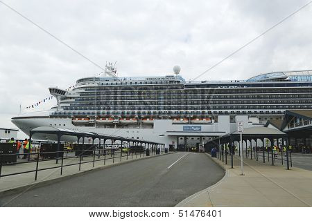 Emerald Princess Cruise Ship docked at Brooklyn Cruise Terminal