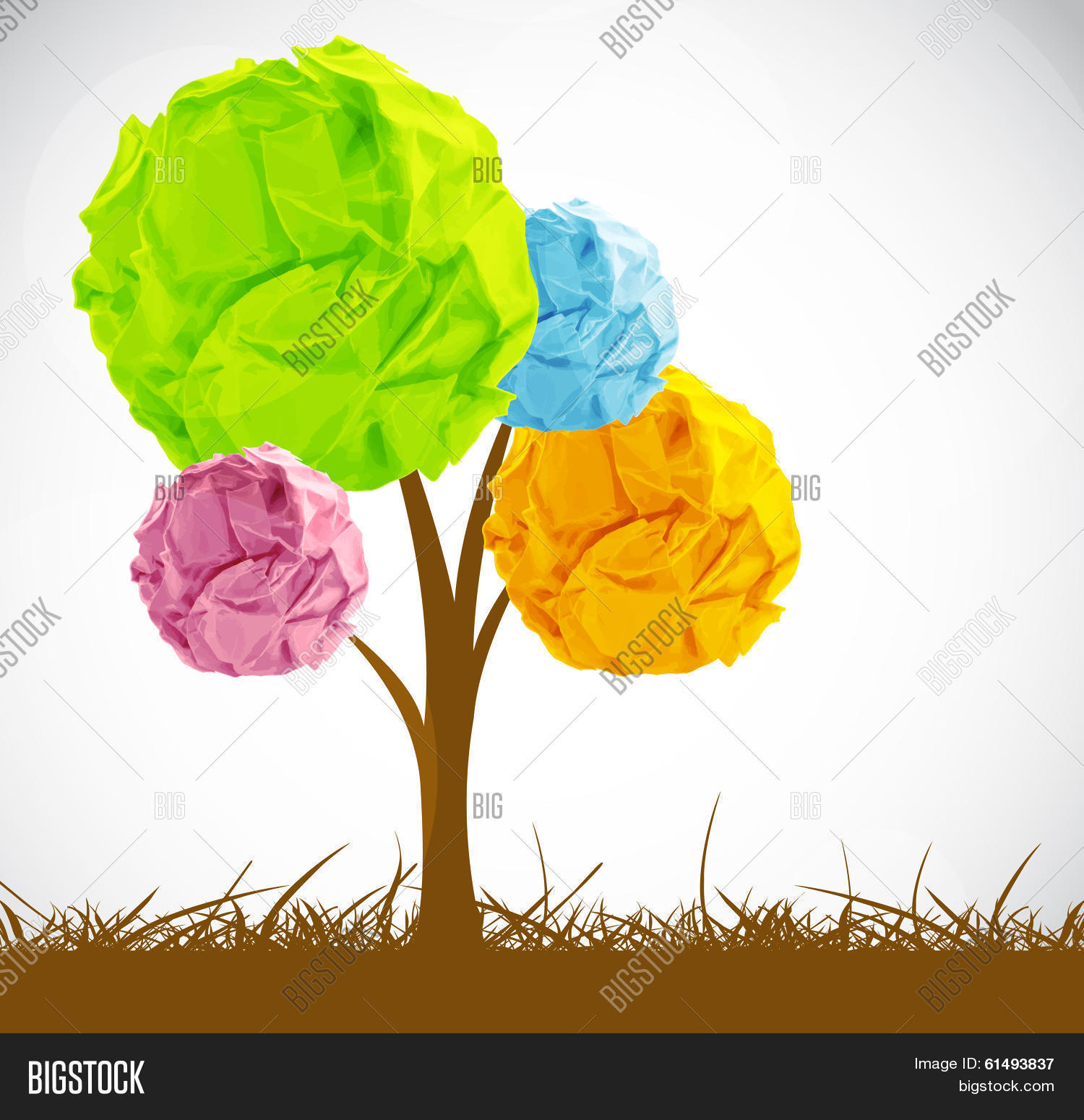 Дерево из мятой бумаги поделка