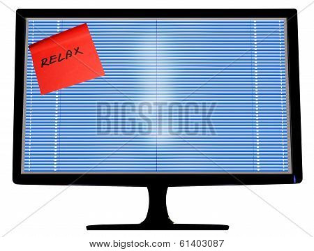 Monitor With Venetain Blind And Message