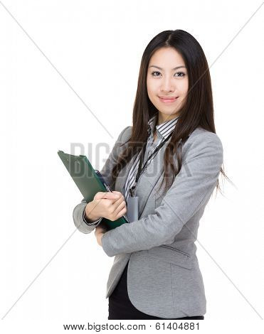Asia businesswoman with file pad