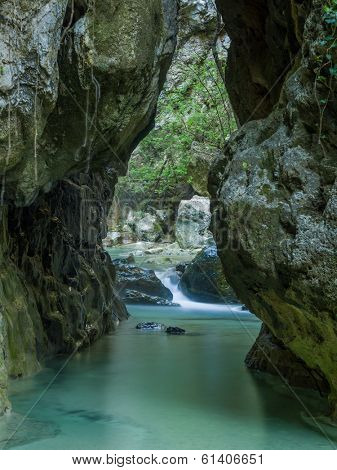 The waterfall of Nidri in Lefkas island Greece