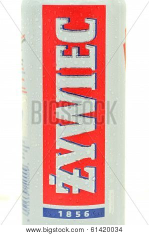 Zywiec beer isolated on white background