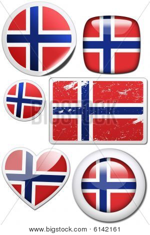 Norvegia - Set di adesivi e pulsanti