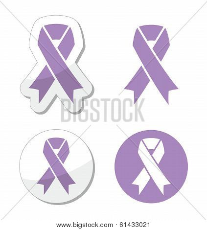 Lavender ribbon - general cancer awareness, epilepsy, Rett syndrome symbol