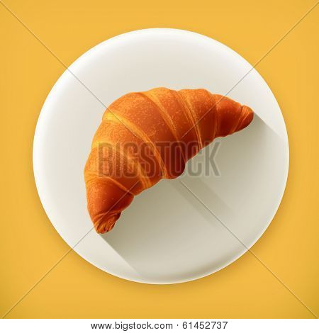 Croissant, long shadow vector icon
