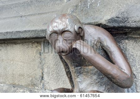 Guardhouse Monkey Statue In Mons, Belgium.