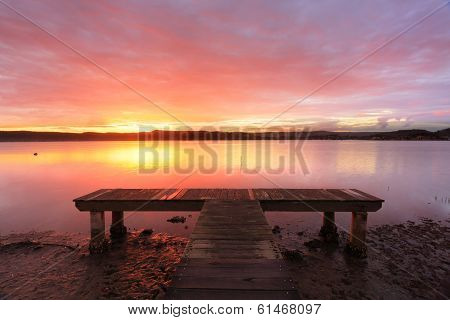Australian Sunset At Green Point Jetty Australia